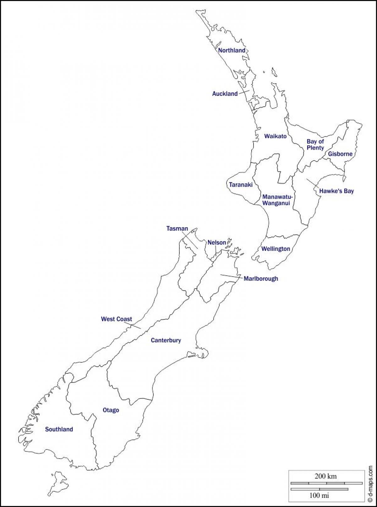 Leere Neuseeland-Karte