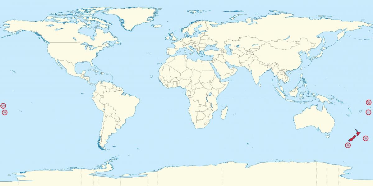 Neuseeland Position auf der Weltkarte
