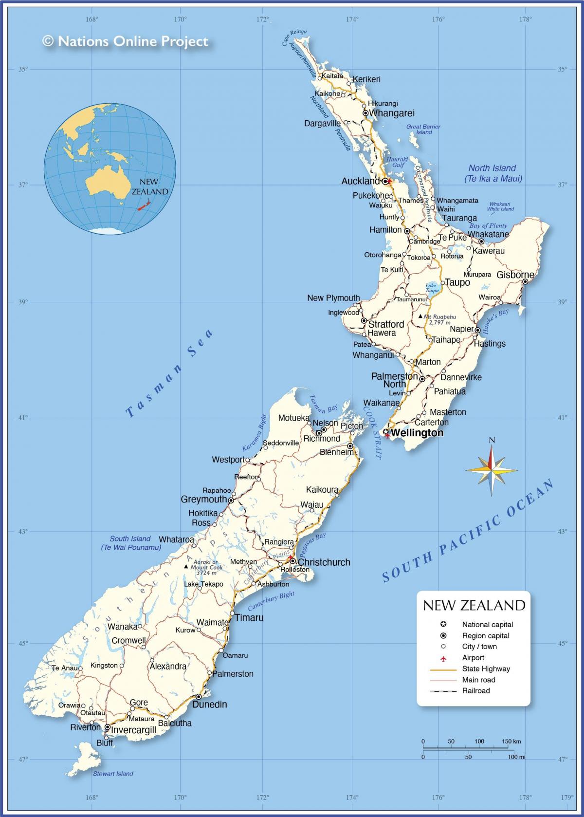 Neuseeland auf einer Karte