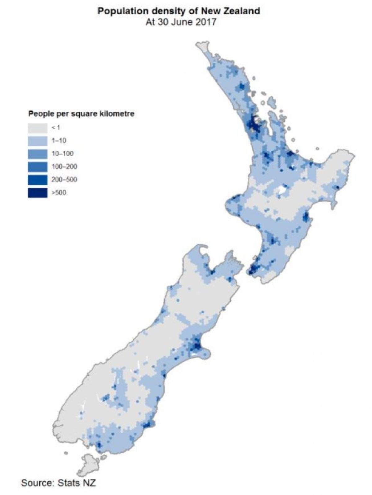 Dichtekarte Neuseeland