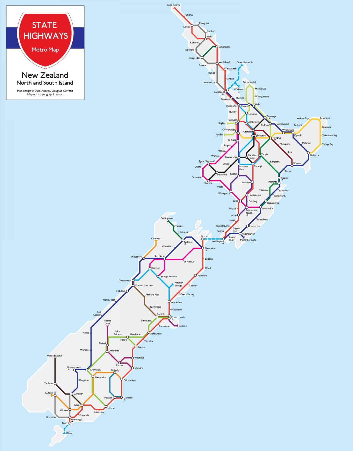 Autobahnkarte von Neuseeland