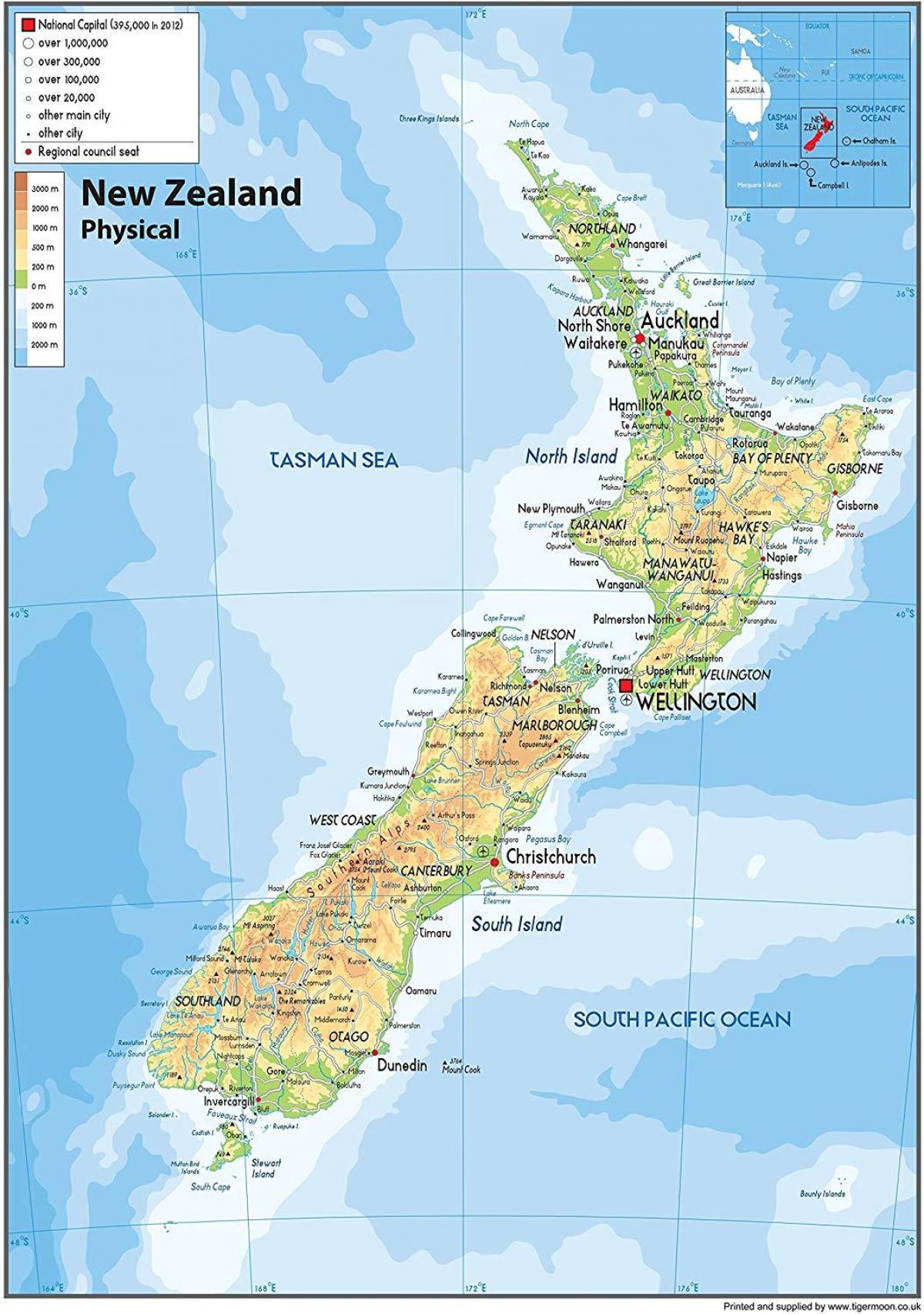 Neuseeland Landformkarte