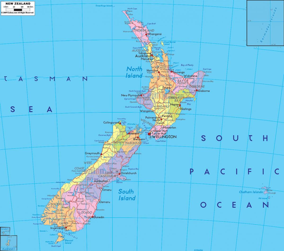 Neuseeland administrative Karte