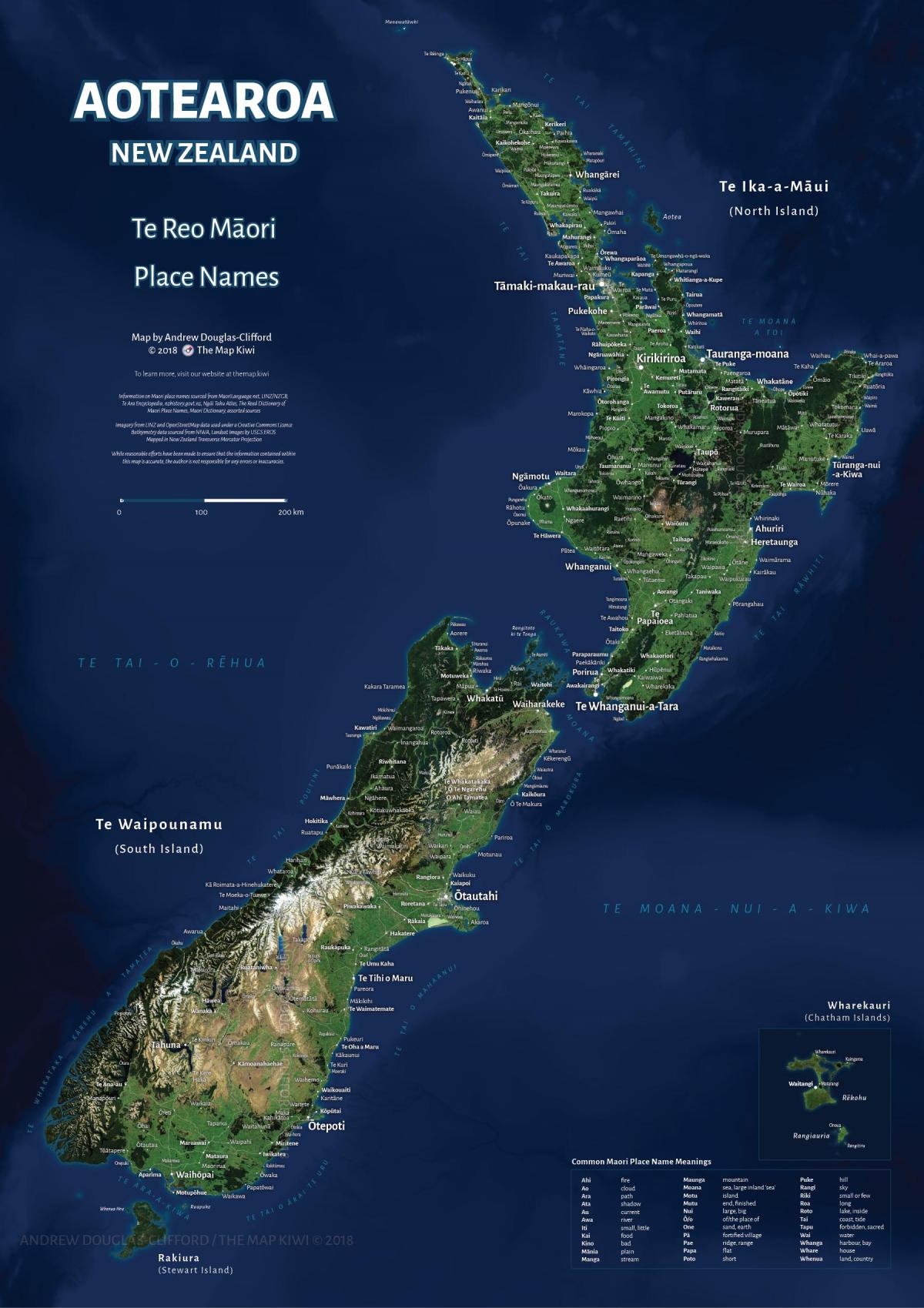 Neuseeland Himmel Ansicht Karte