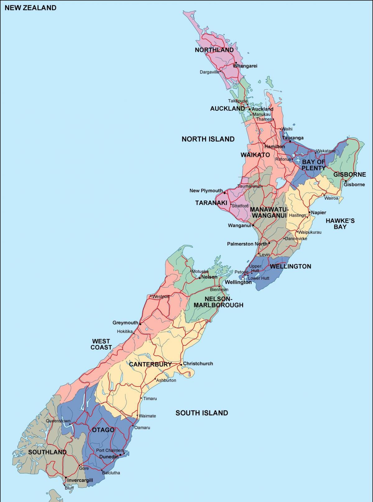 Neuseeland Staatskarte