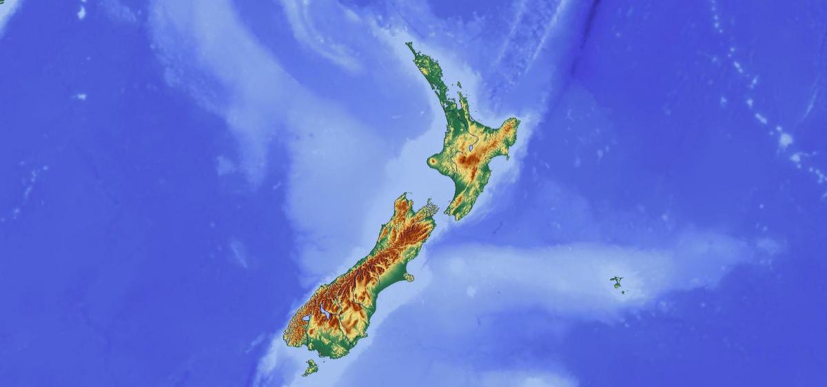 Topographische Karte von Neuseeland